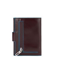 PIQUADRO BLUE SQUARE Portofel trifold din piele și monede MAHOGANY - Portofele bărbați - 4