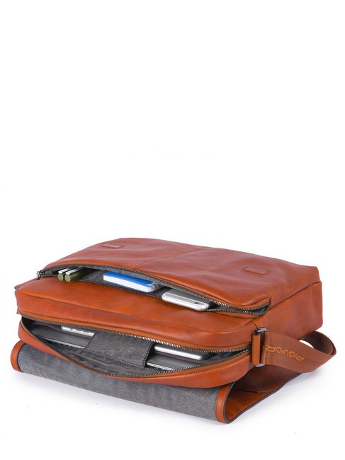 CAMPIONARIO - BLACK SQUARE Mesager din piele pentru laptop de 14". ORANGE - Serviete birou