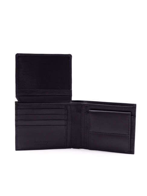 STRIPE Portofel din piele cu clapă albastru - Portofele bărbați