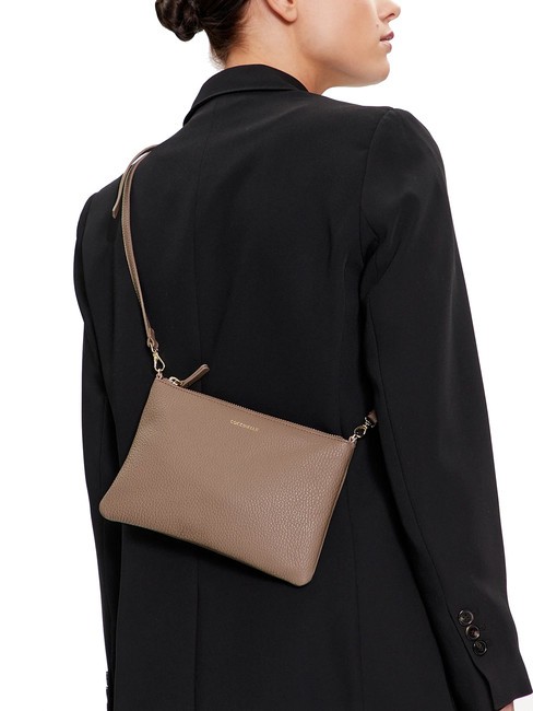 BEST CROSSBODY Geanta mini din piele taupe cald - Genți femei