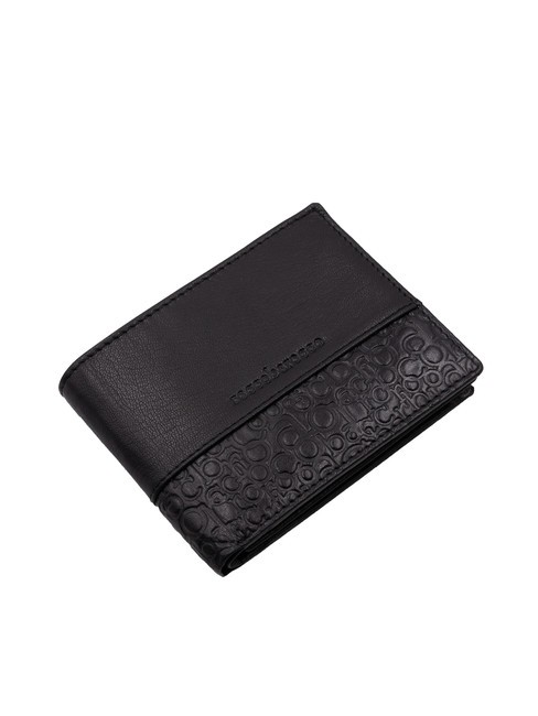 BRYAN Portofel din piele cu clapă și portmoneu negru - Portofele bărbați