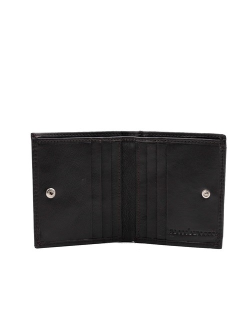 ROUND Portofel din piele cu buzunar pentru monede maro inchis - Portofele bărbați