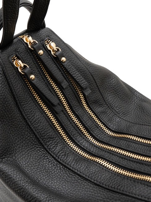 TRIO  Rucsac din piele ciocanita negru25 - Genți femei