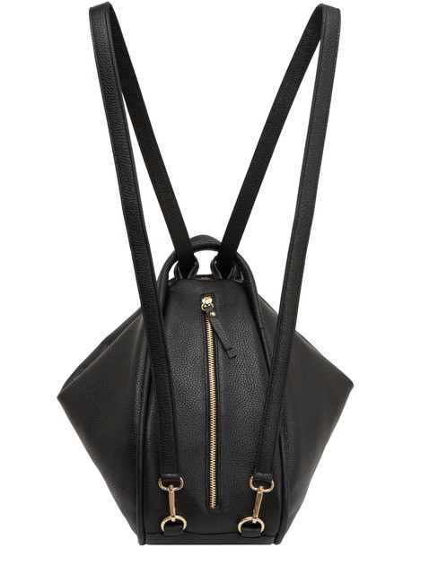 TRIO  Rucsac din piele ciocanita negru25 - Genți femei