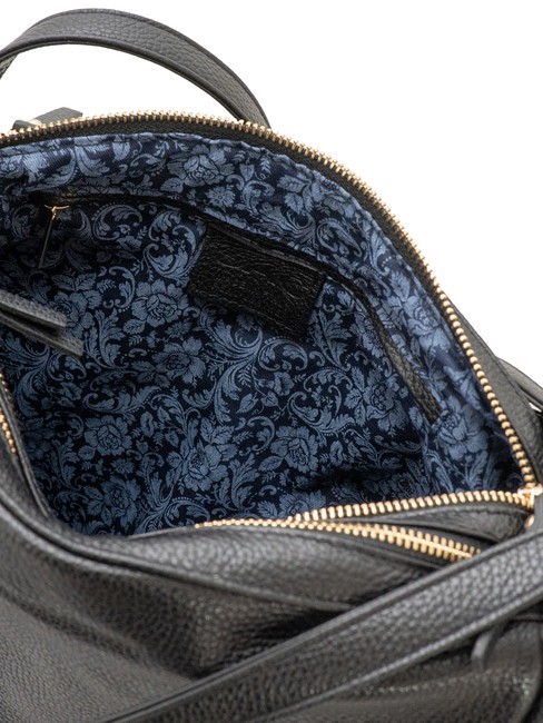 TRIO  Rucsac din piele ciocanita negru25 - Genți femei