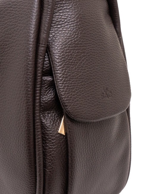 TRIO  Rucsac din piele ciocanita cafea25 - Genți femei