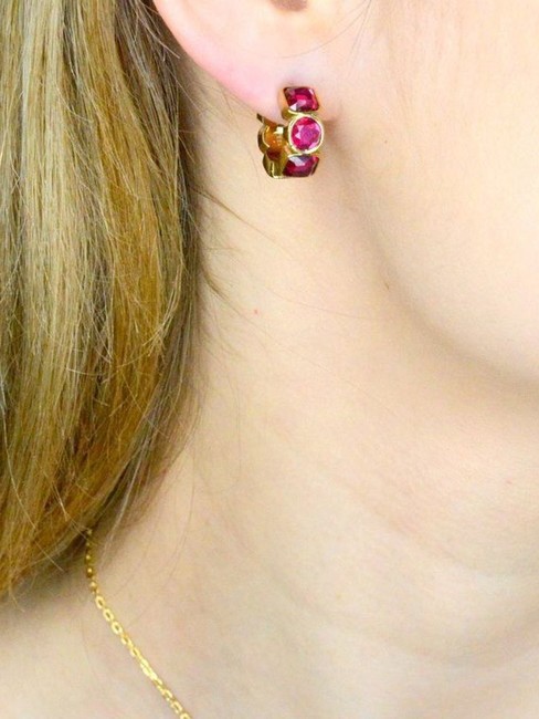 CRAZY EARRINGS Cercei geometrici aur galben/fucsia - Cercei