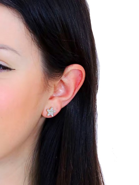 STUDS PARTY Cercei stea cu cristale aur galben - Cercei