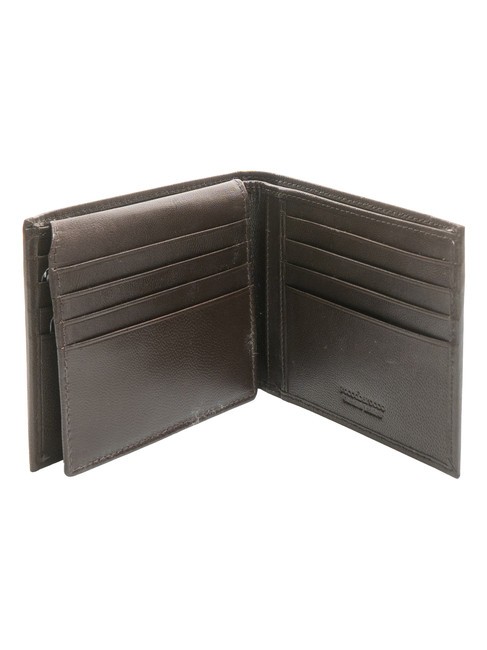 PLAIN Portofel din piele cu clapă maro inchis - Portofele bărbați