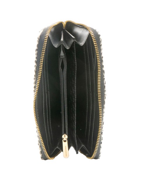 ADELE Fermoar mare în jurul portofelului lână neagră - Portofele femei