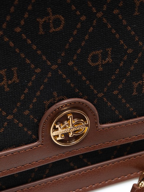 FRIDA Geanta ghiozdan din material jacquard ciocolată - Genți femei