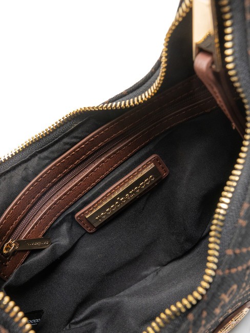 FRIDA Geantă hobo din țesătură jacquard ciocolată - Genți femei