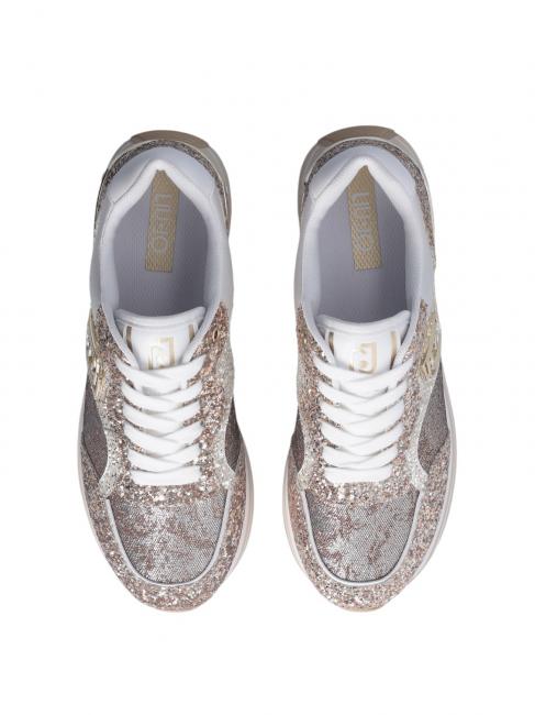 MAXI WONDER 73 Adidași cu platformă cu sclipici sclipici de aur - Pantofi femei