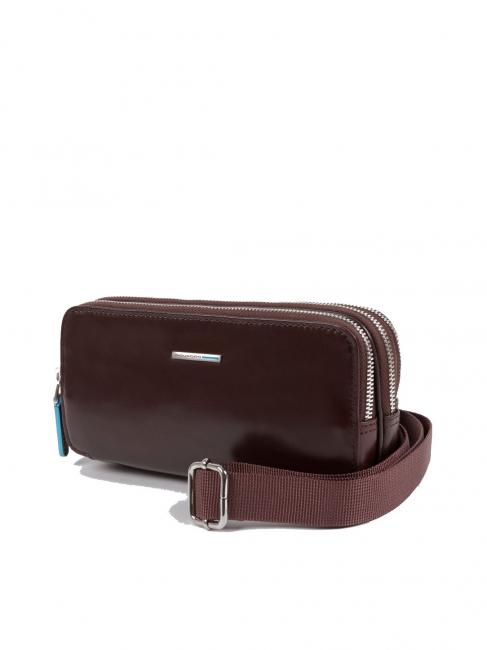 BLUE SQUARE Geanta mini din piele cu 3 fermoare MAHOGANY - Husă pentru tabletă și organizator