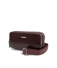 PIQUADRO BLUE SQUARE Geanta mini din piele cu 3 fermoare MAHOGANY - Husă pentru tabletă și organizator - 2