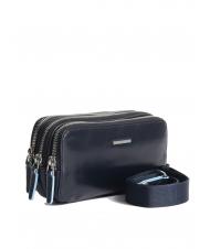 PIQUADRO BLUE SQUARE Geanta mini din piele cu 3 fermoare albastru - Husă pentru tabletă și organizator - 2