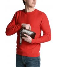 PIQUADRO BLUE SQUARE Geanta mini din piele cu 3 fermoare albastru - Husă pentru tabletă și organizator - 5