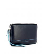 PIQUADRO BLUE SQUARE Pochette din piele cu manseta albastru - Genți de umăr bărbați - 2