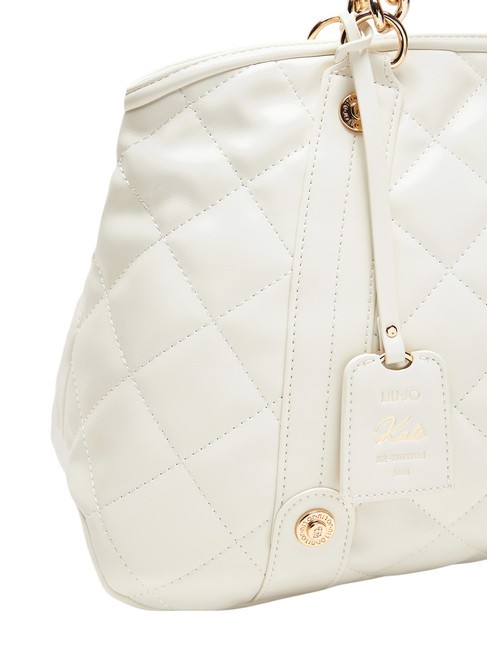 KATE Geantă matlasată cu mânere cu lanț cremă - Genți femei