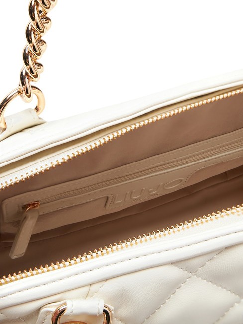 KATE Geantă matlasată cu mânere cu lanț cremă - Genți femei