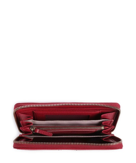 METALLIC SOFT Portofel din piele texturată cu fermoar sangrie - Portofele femei