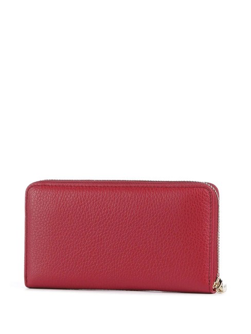 METALLIC SOFT Portofel din piele texturată cu fermoar sangrie - Portofele femei