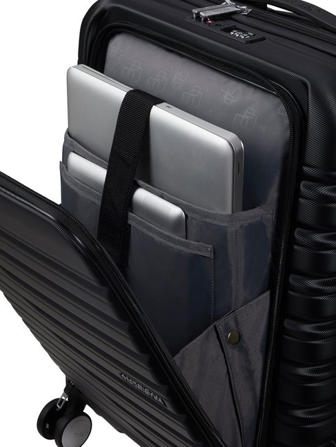 FLASHLINE Cărucior de cabină cu buzunar pentru laptop de 15,6". umbra neagra - Bagaje de mână