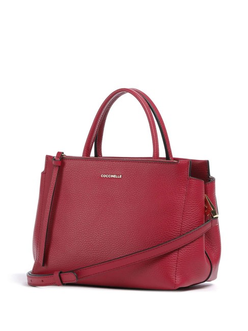 ARLETTIS Geanta de mana din piele ciocanita sangrie - Genți femei