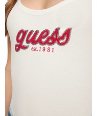 GUESS CHENILLE LOGO  Top din bumbac alb purpuriu - tricou - 3