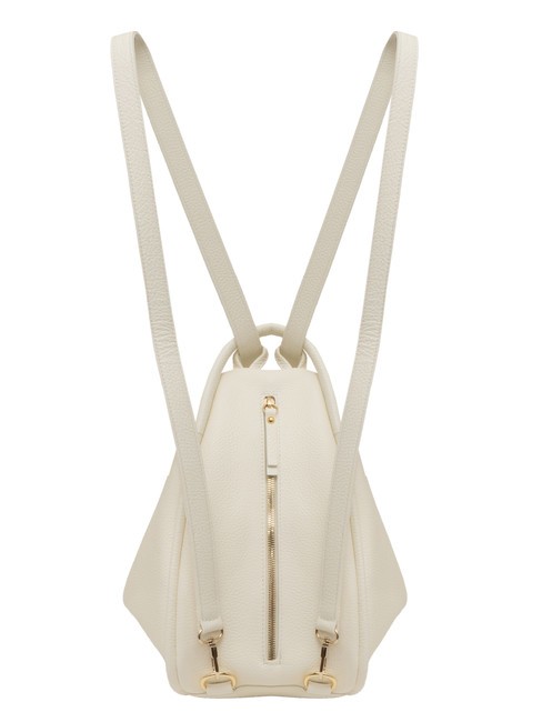 TRIO  Rucsac din piele ciocanita alb - Genți femei