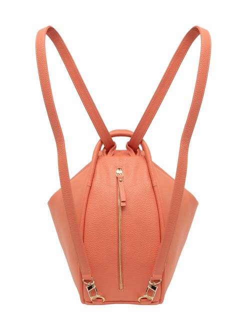 TRIO  Rucsac din piele ciocanita somon - Genți femei