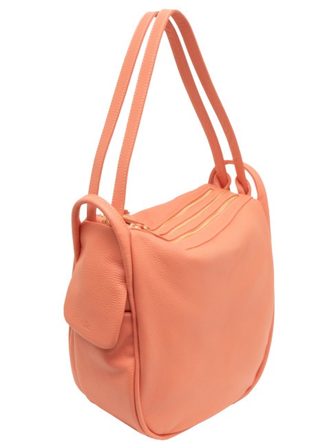 TRIO  Rucsac din piele ciocanita somon - Genți femei