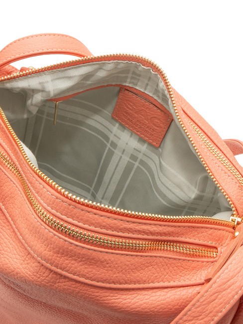 TRIO  Rucsac din piele ciocanita somon - Genți femei