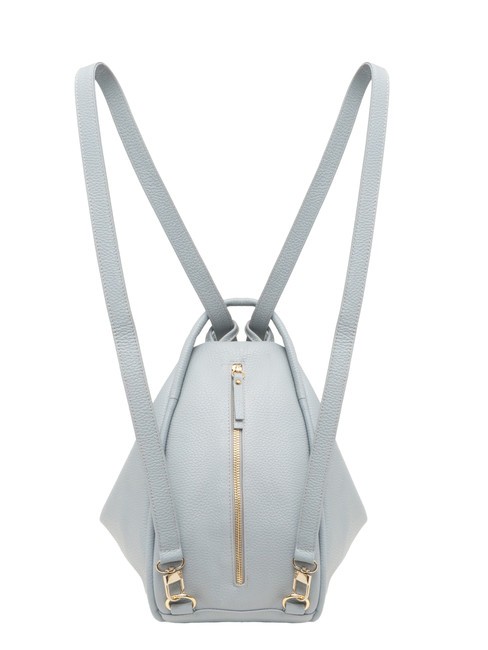 TRIO  Rucsac din piele ciocanita albastru pudra - Genți femei