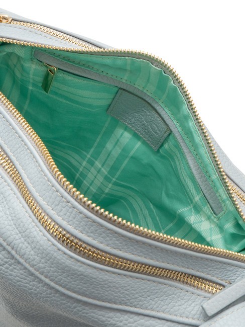 TRIO  Rucsac din piele ciocanita albastru pudra - Genți femei