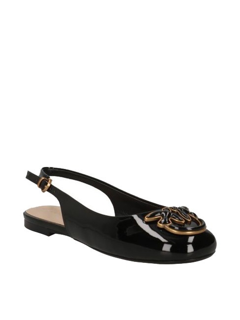 MAGGY Balerini strălucitori cu sling-back limuzină neagră - Pantofi femei