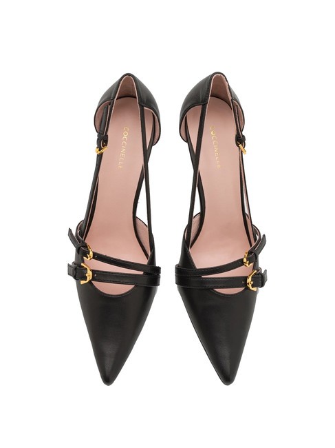 FERNANDA Pompe din piele cu bretele negru - Pantofi femei