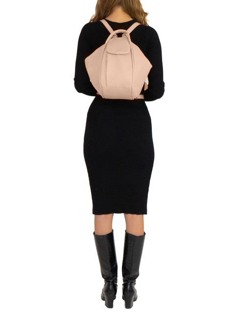 TRIO  Rucsac din piele ciocanita trandafir - Genți femei