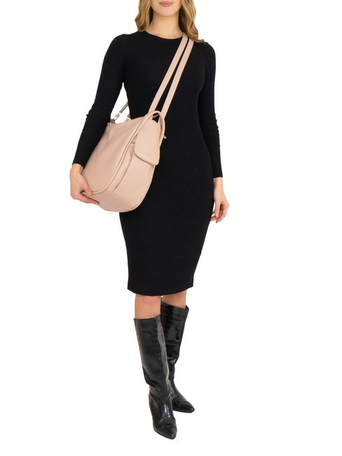 TRIO  Rucsac din piele ciocanita trandafir - Genți femei