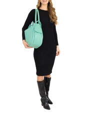 LESAC TRIO  Rucsac din piele ciocanita verde acvatic deschis - Genți femei - 4