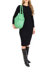 LESAC TRIO  Rucsac din piele ciocanita verde - Genți femei - 4