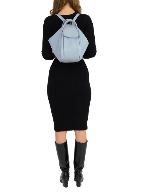 TRIO  Rucsac din piele ciocanita albastru pudra - Genți femei