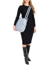 LESAC TRIO  Rucsac din piele ciocanita albastru pudra - Genți femei - 7