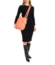 LESAC TRIO  Rucsac din piele ciocanita somon - Genți femei - 7