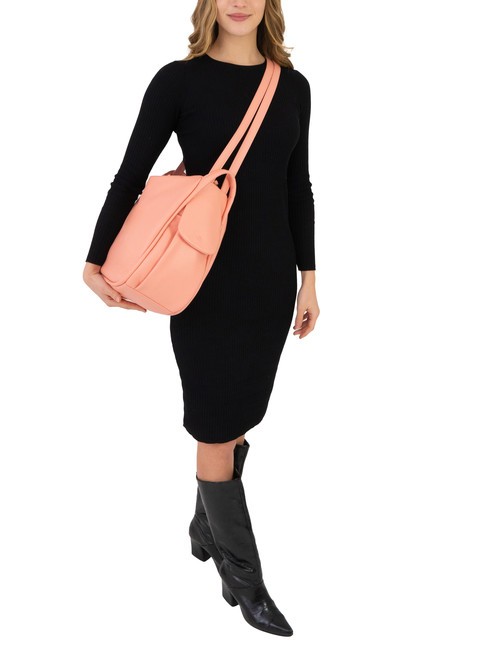 TRIO  Rucsac din piele ciocanita roz antic - Genți femei