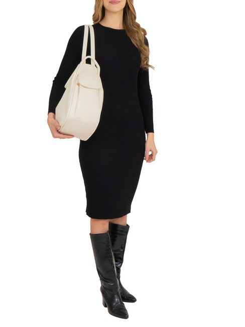 TRIO  Rucsac din piele ciocanita alb - Genți femei