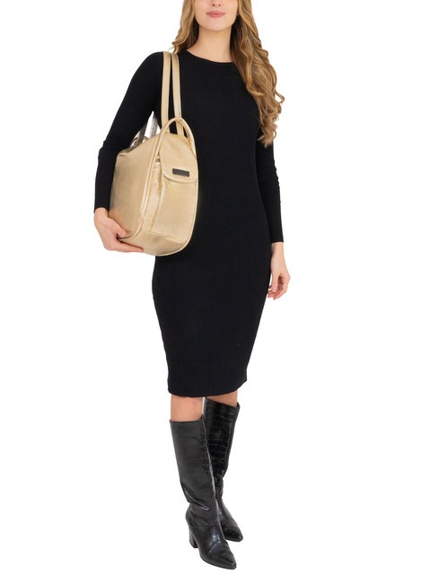 TRIO Rucsac din piele metalizata aur - Genți femei