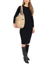 LESAC TRIO Rucsac din piele metalizata aur - Genți femei - 4