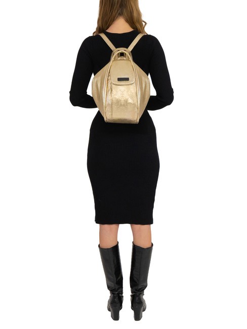 TRIO Rucsac din piele metalizata aur - Genți femei