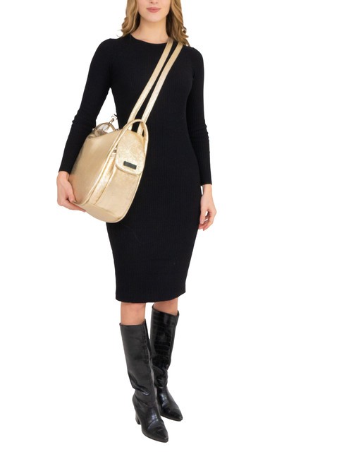 TRIO Rucsac din piele metalizata aur - Genți femei